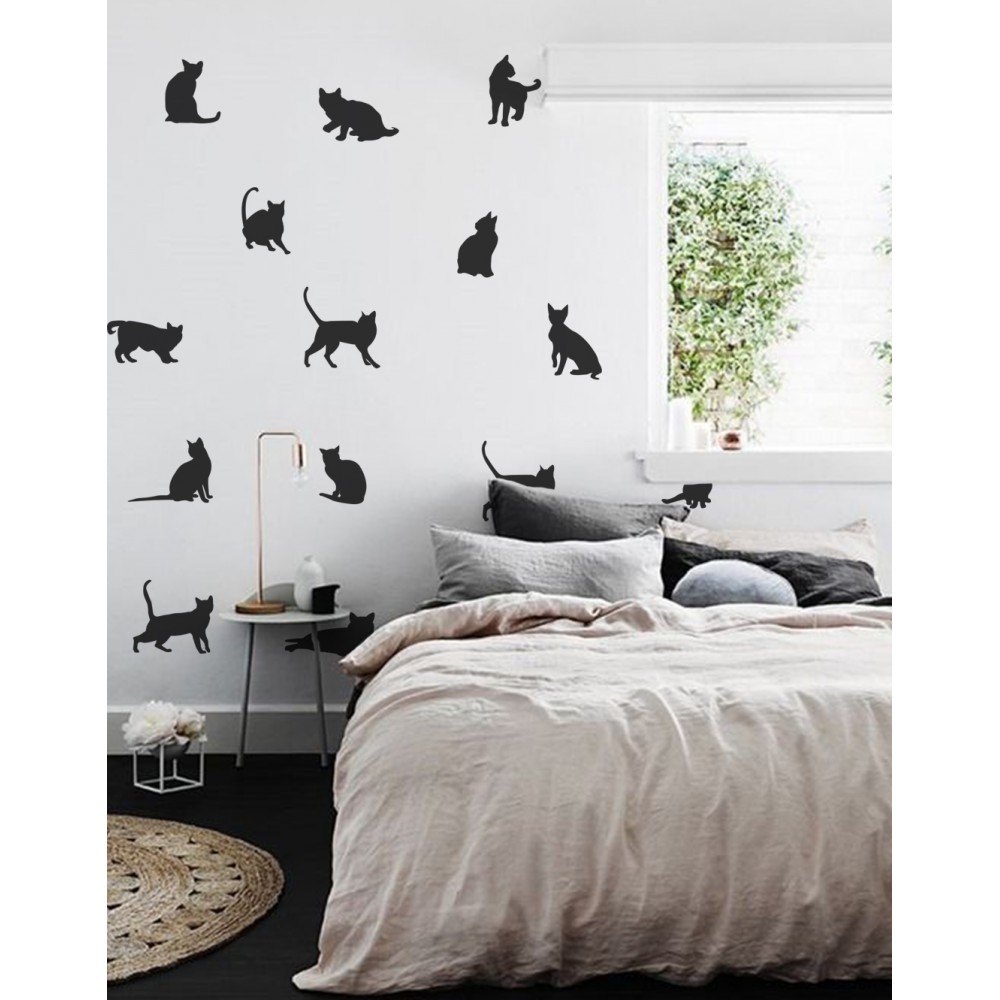 Stickeredecorativ Sticker Pisici Luna Stickere Pisici 0417